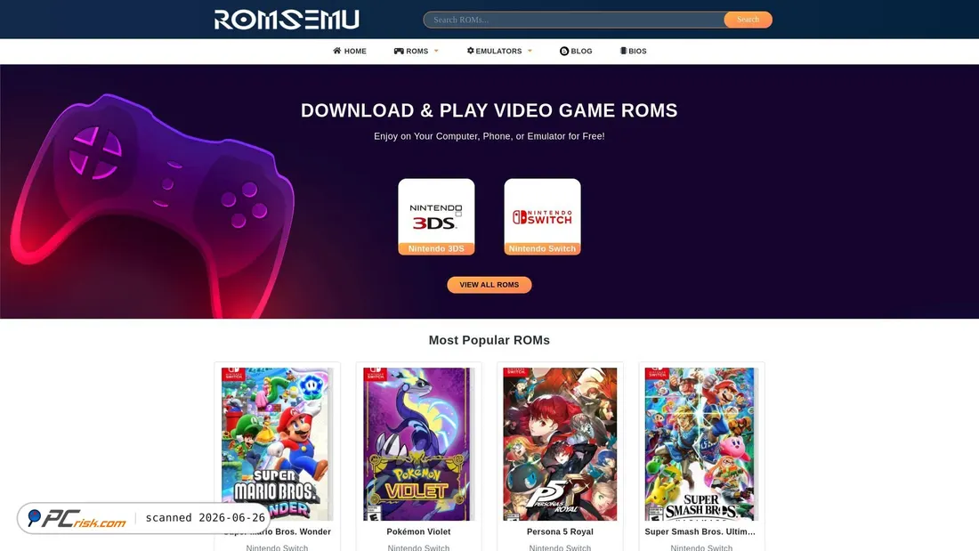 Screenshot of romsemu.com