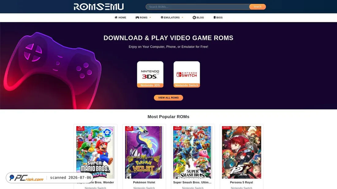Screenshot di romsemu.com