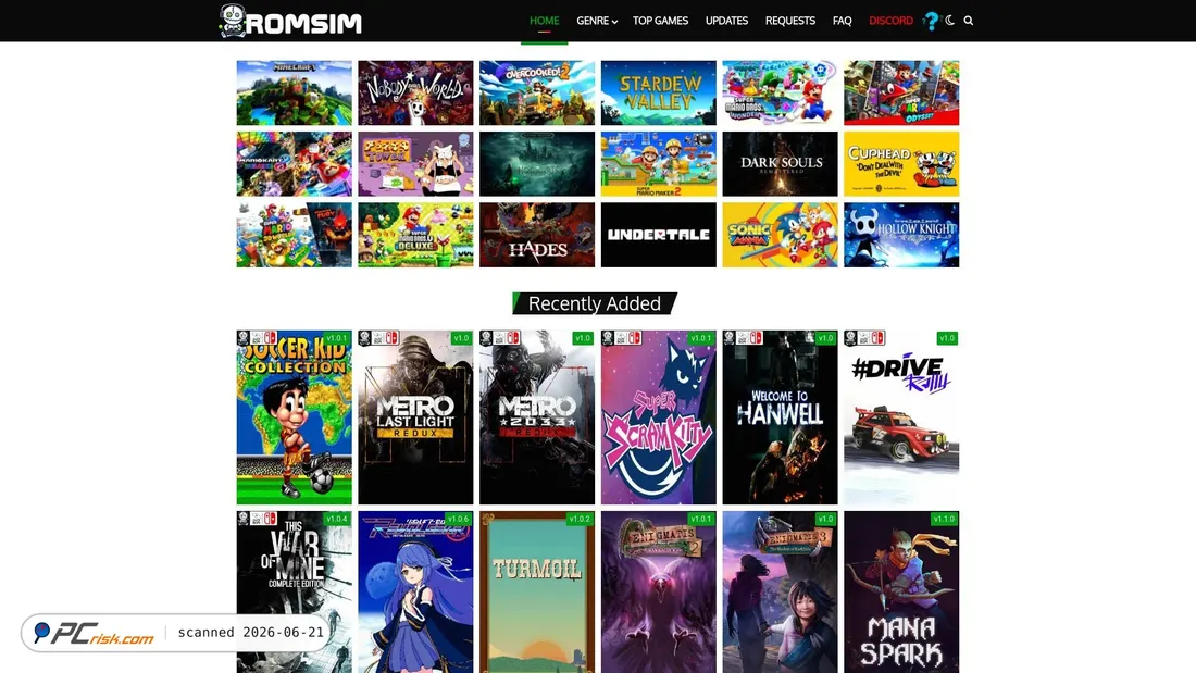 Screenshot of romsim.com