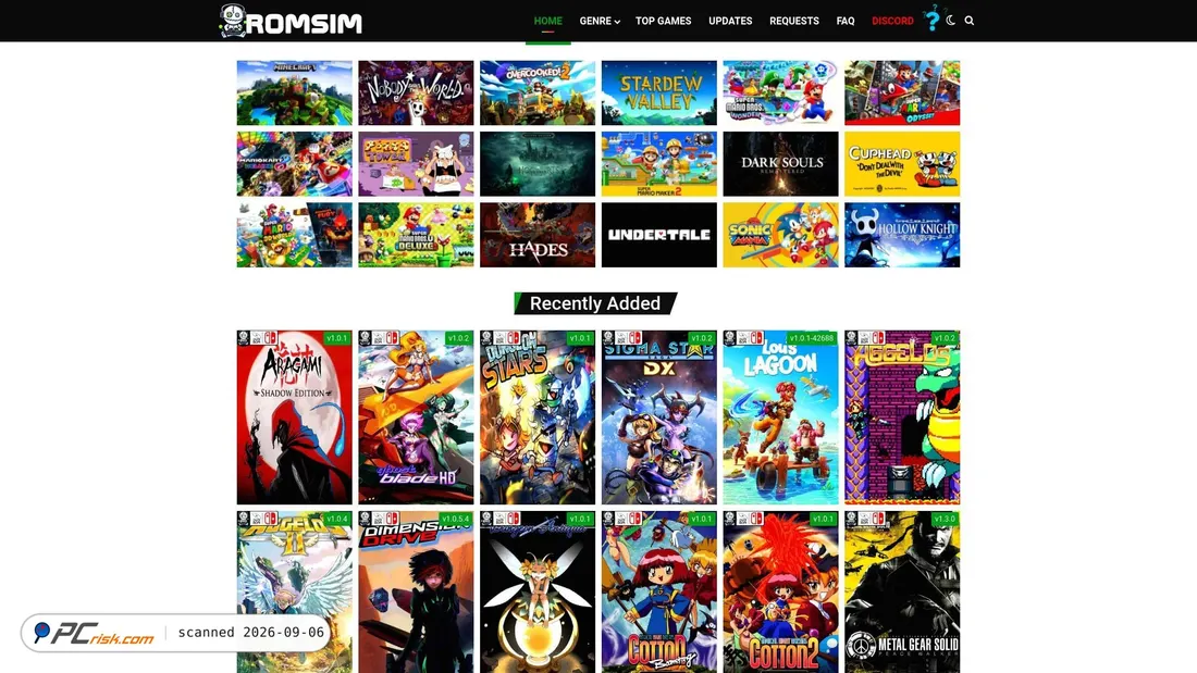 Screenshot von romsim.net
