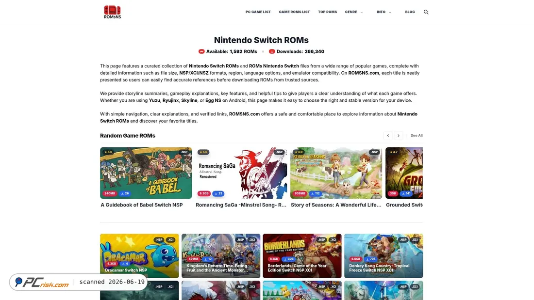 Screenshot of romsns.com