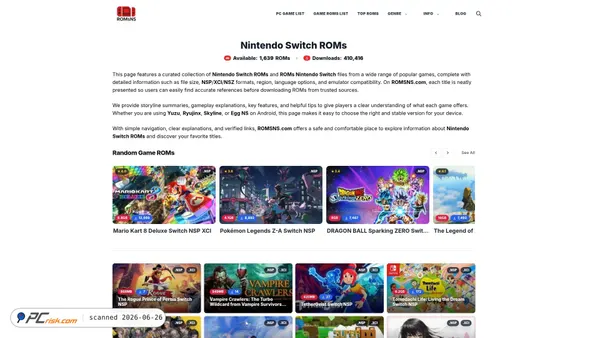 romsns.com screenshot