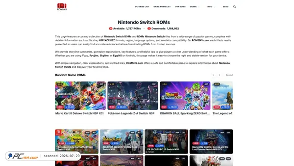 romsns.com screenshot