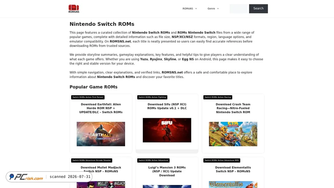Screenshot of romsns.net