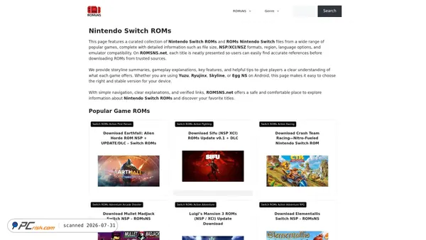 romsns.net screenshot