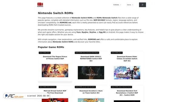 romsns.net screenshot