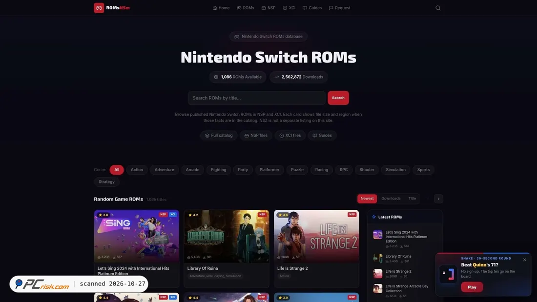 Screenshot of romsnsm.com