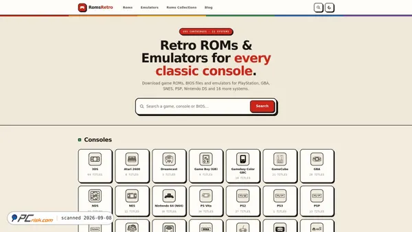 Zrzut ekranu romsretro.com