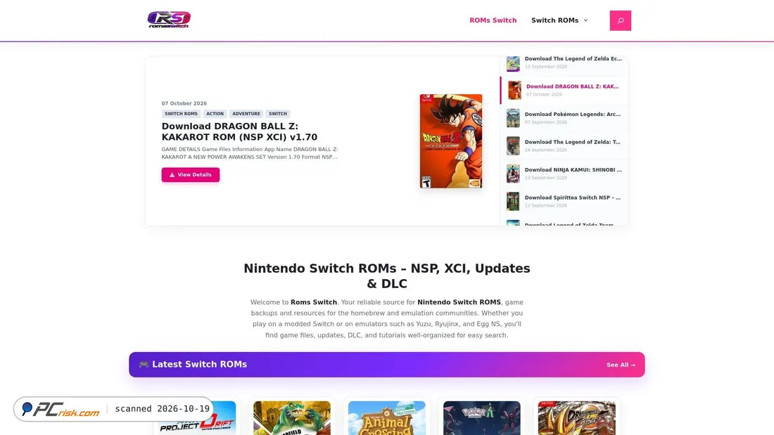 Screenshot von romsswitch.com