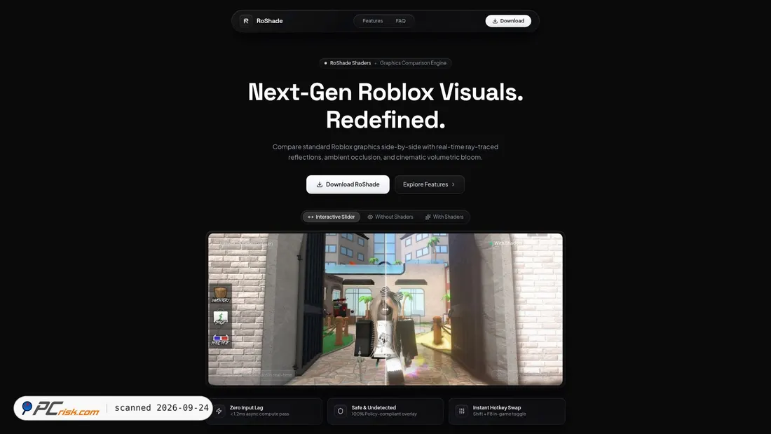 Screenshot di roshade.co
