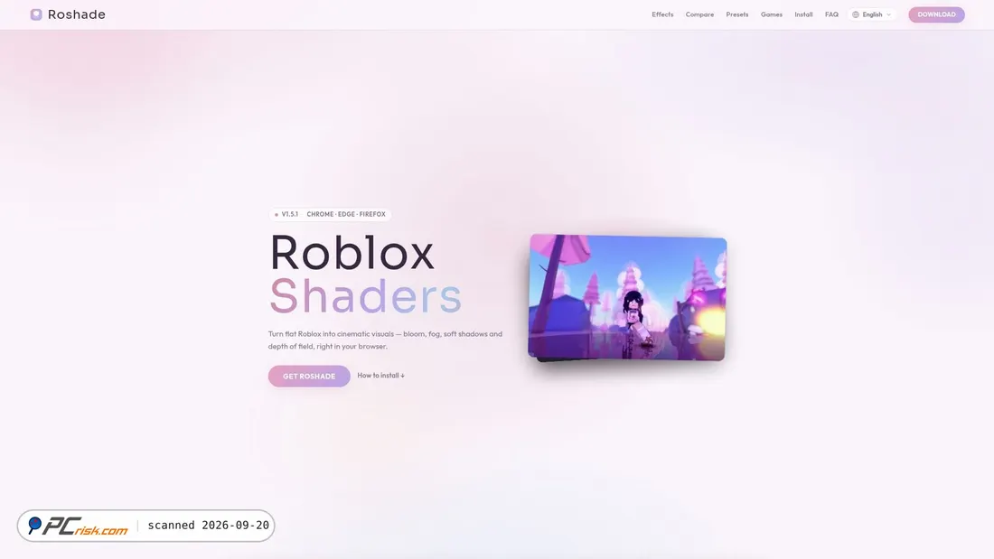 Screenshot van roshade.to