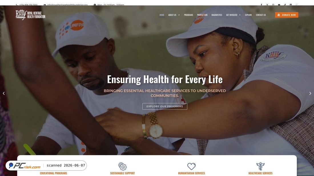 Screenshot of royalheritagehealthfoundation.org