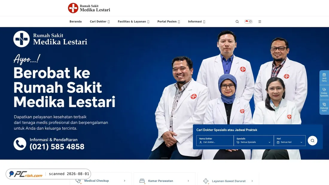 Screenshot of rsmedikalestari.com