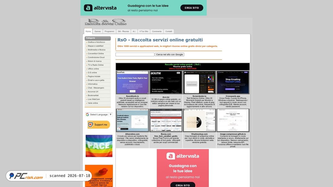 Screenshot of rso.altervista.org
