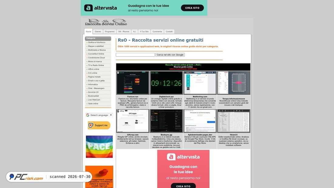 Screenshot von rso.altervista.org