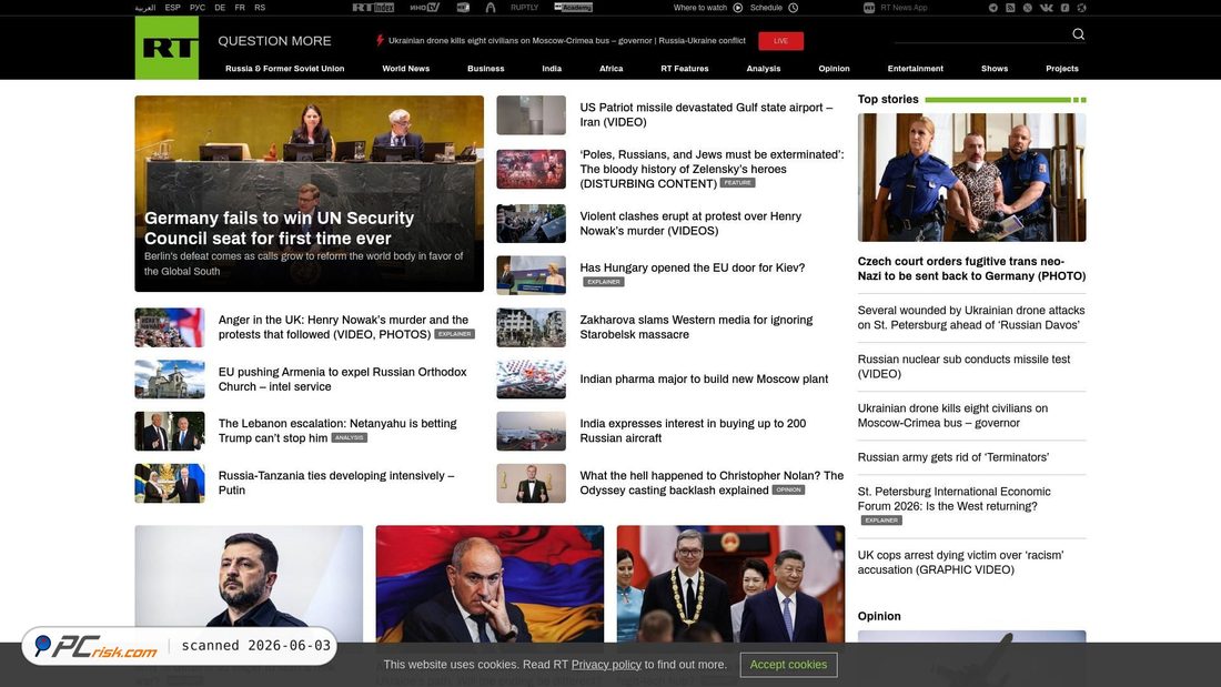 Screenshot von rt.com