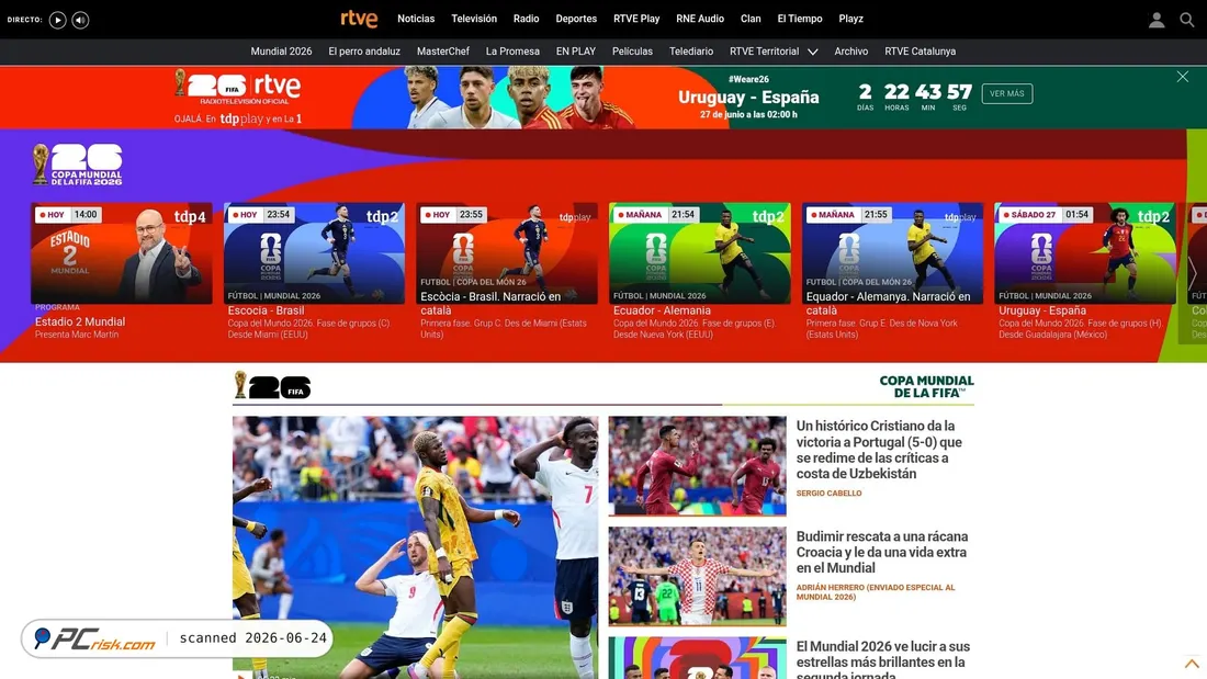 Screenshot of rtve.es
