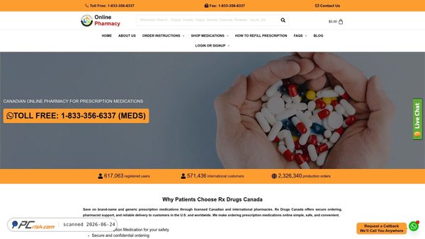 rxdrugscanada.com screenshot