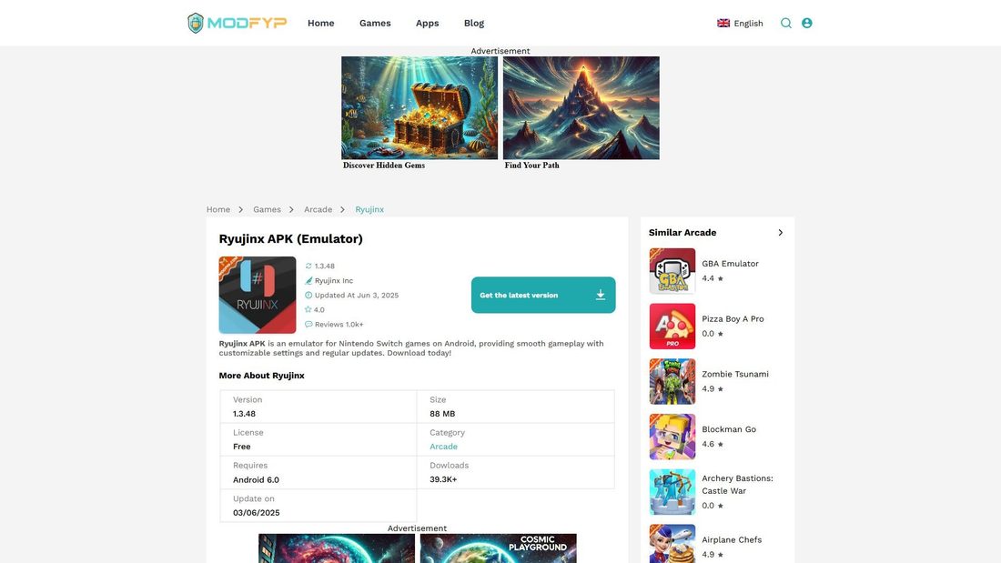 Screenshot of ryujinx.modfyp.com