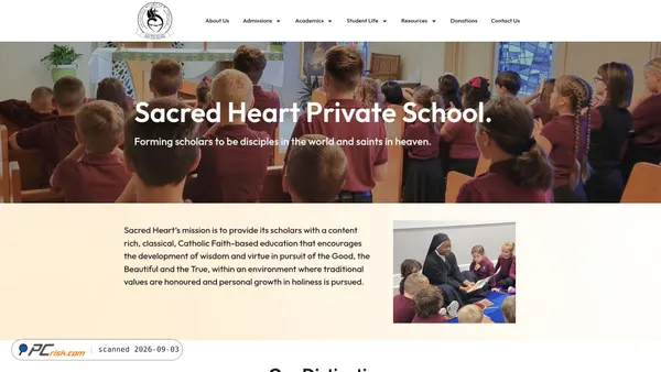 sacredheartprivateschool.com Screenshot