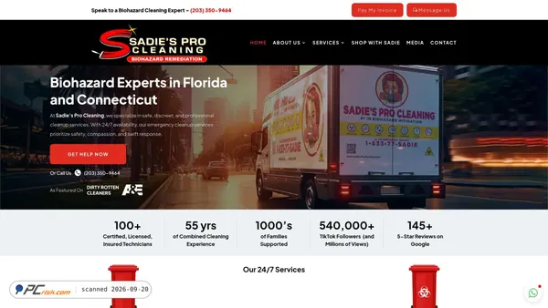 sadiesprocleaning.com screenshot