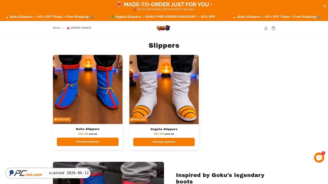 Screenshot of saiyanboots.store