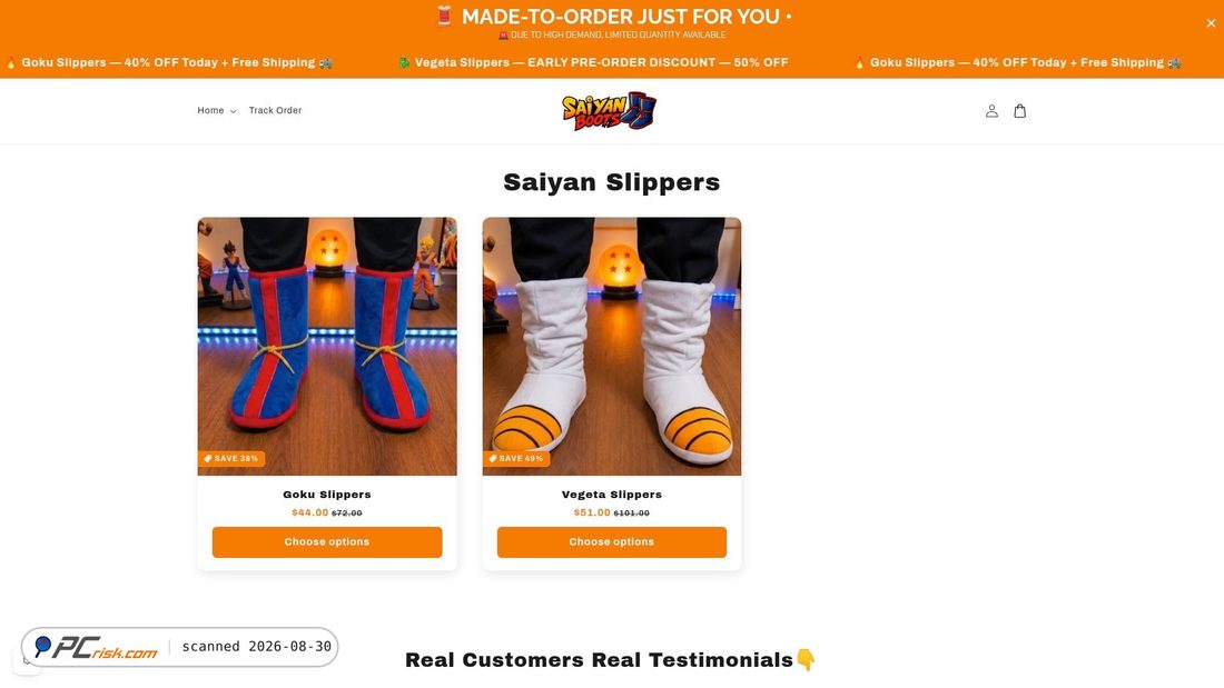 Screenshot van saiyanboots.store