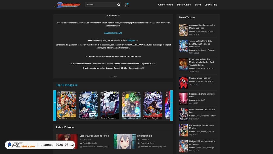 Screenshot of samehadaku.care