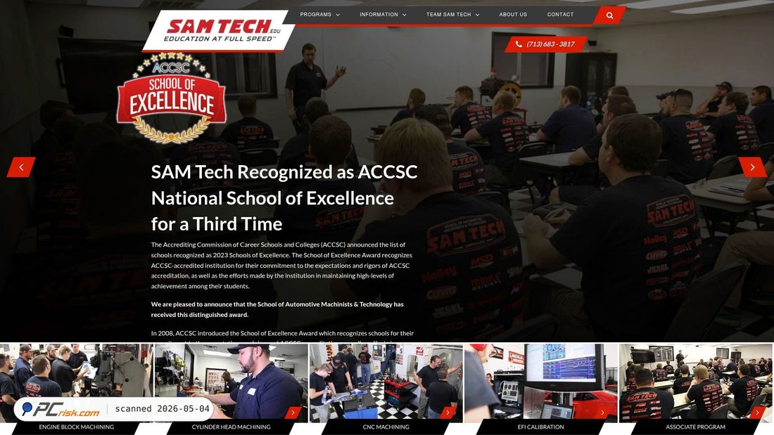 Captura de ecrã de samtech.edu