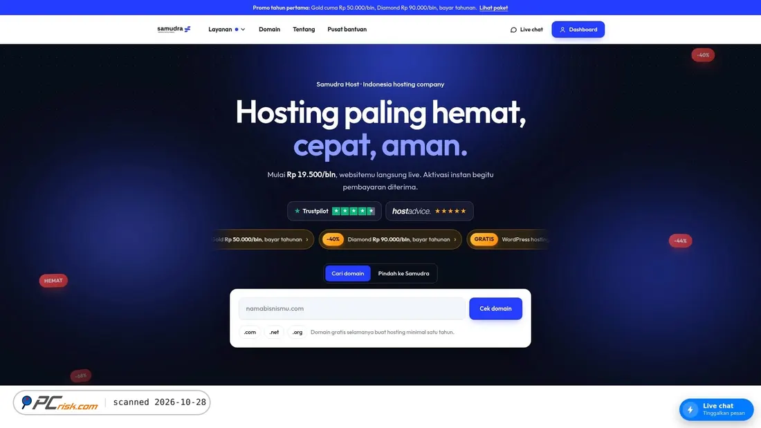 Screenshot von samudrahost.com