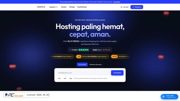 Screenshot di samudrahost.com
