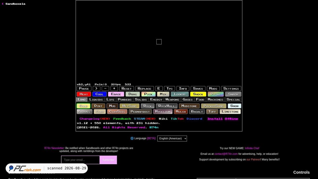 Screenshot von sandforge.github.io