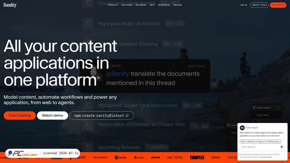 Screenshot of sanity.io