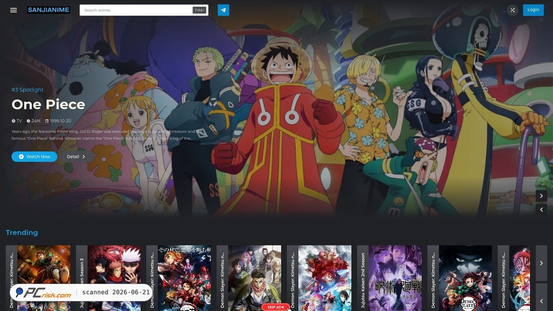 Screenshot von sanjianime.com