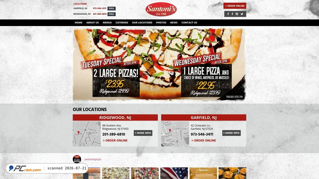 Screenshot of santonispizza.com