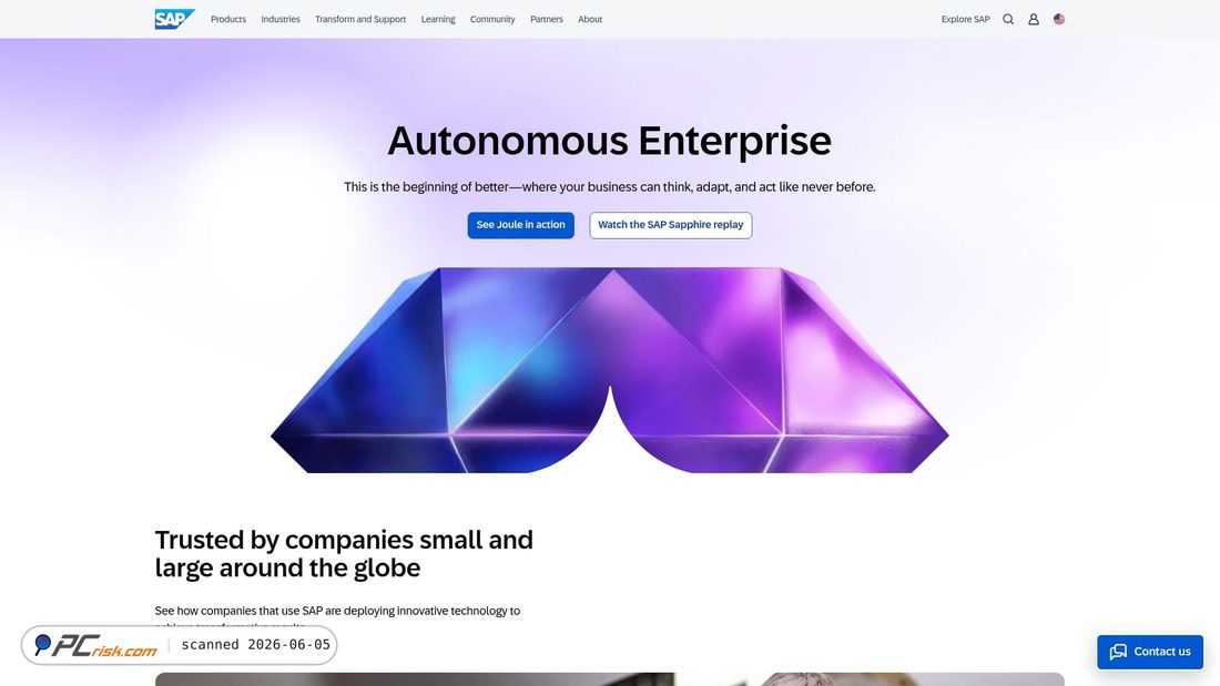 Screenshot of sap.com