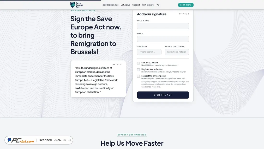 Screenshot of save-europe-act.com