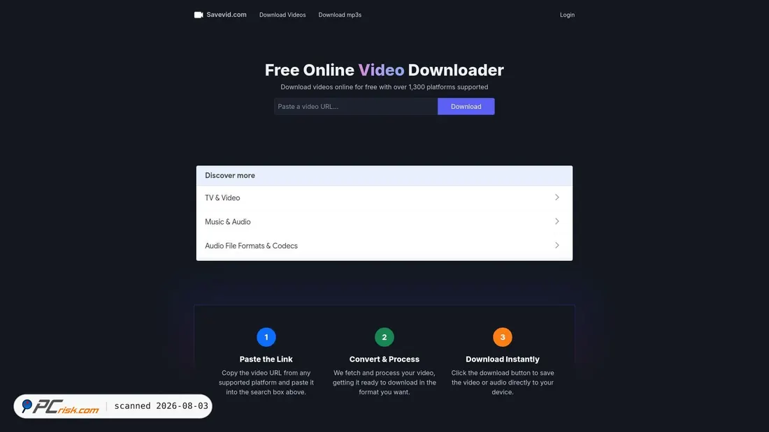 Screenshot of savevid.com