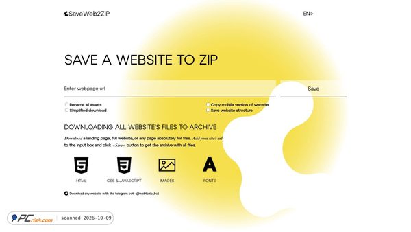 Screenshot di saveweb2zip.com
