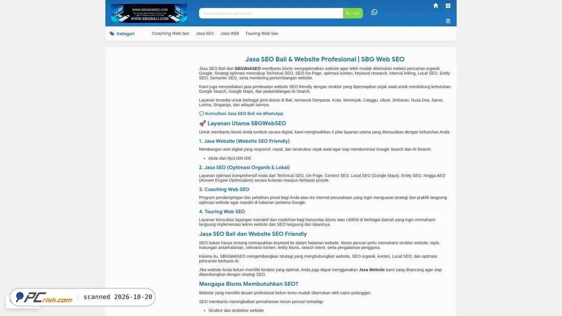 Screenshot van sbgwebseo.com