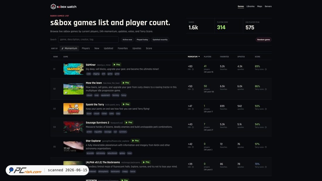 Screenshot of sbox.watch