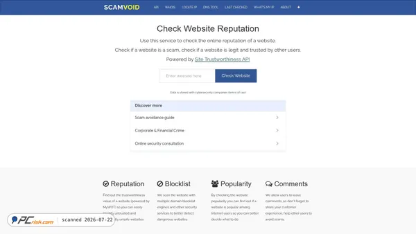scamvoid.net screenshot