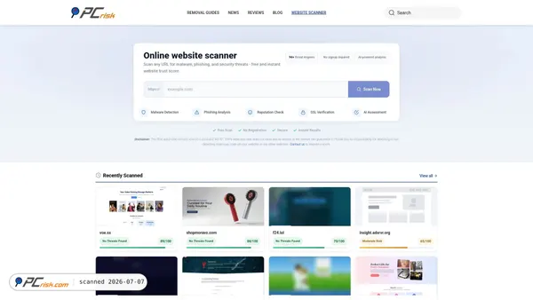 scanner.pcrisk.com screenshot