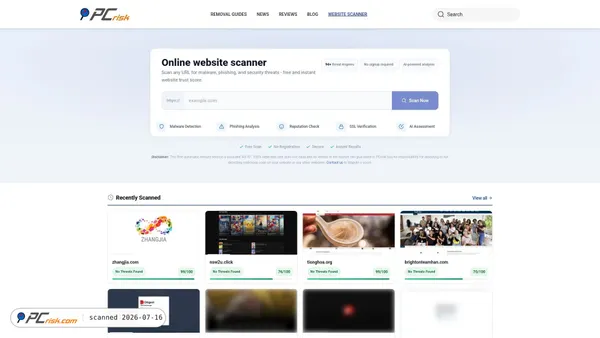 scanner.pcrisk.com screenshot