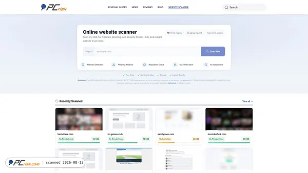 scanner.pcrisk.com screenshot