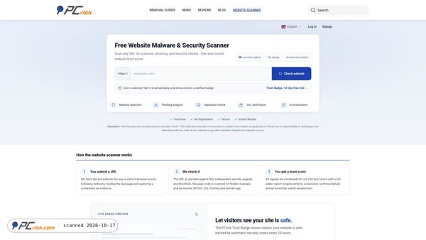 Screenshot van scanner.pcrisk.com