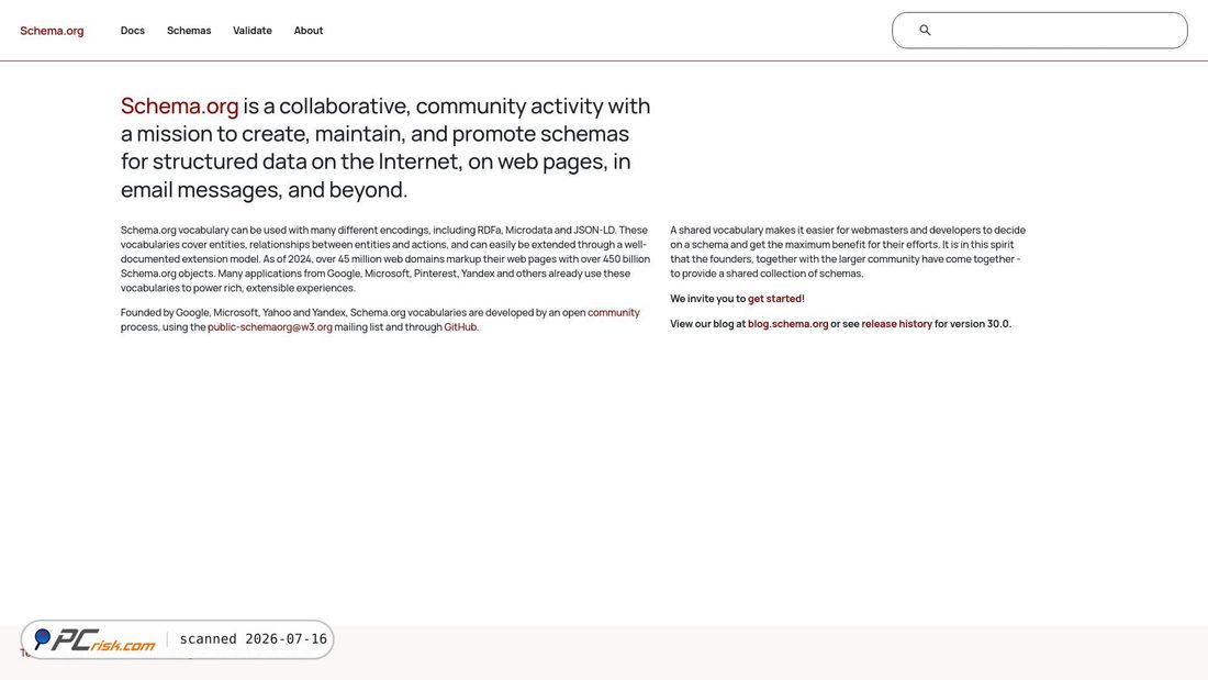 Screenshot of schema.org