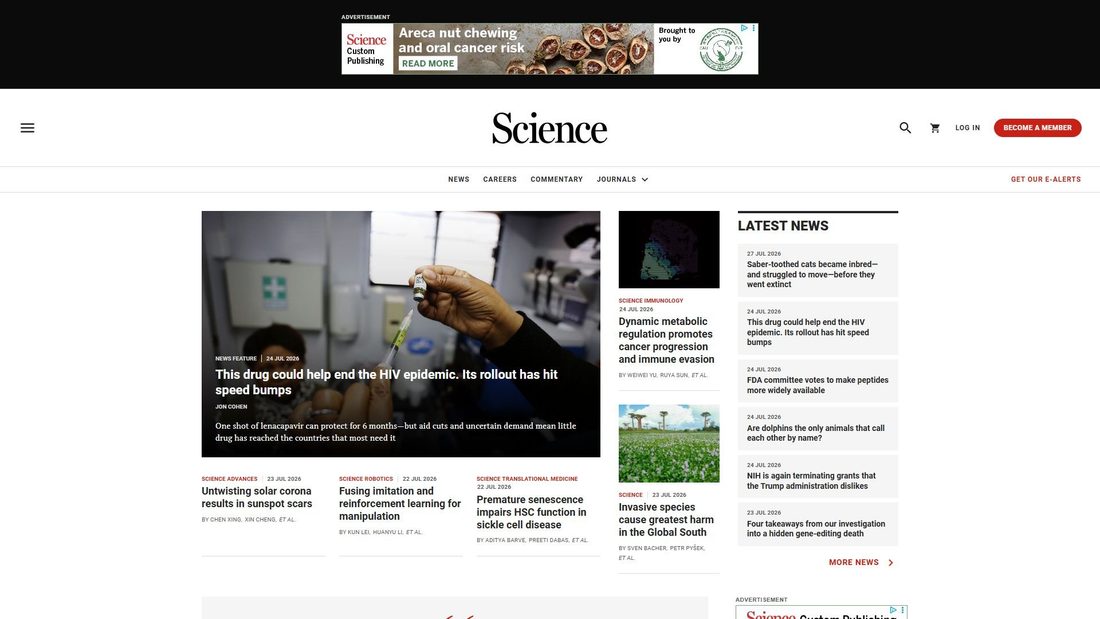Screenshot von sciencemag.org