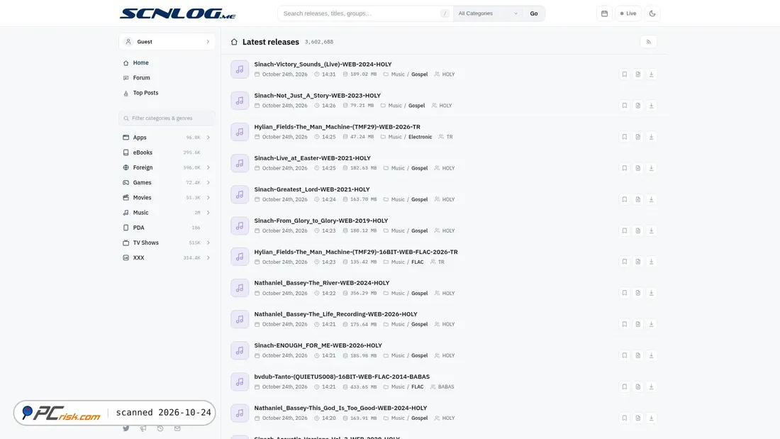 Screenshot of scnlog.me