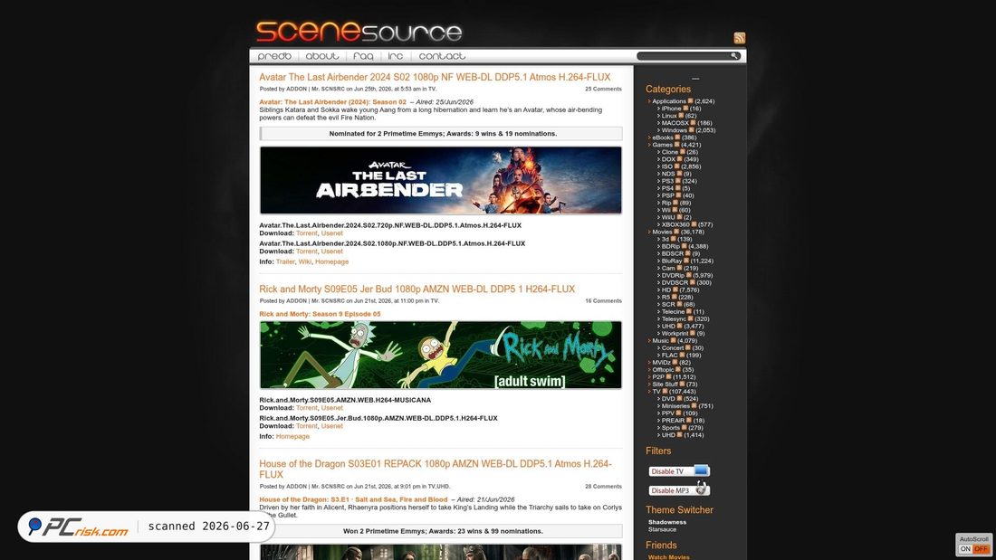 Screenshot of scnsrc.me